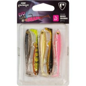 Fox Rage Slick Shad 9cm 3.5" UV mixed colour pack x 5pcs