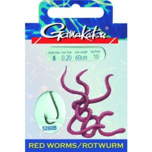 GAMAKATSU HOOK BKS-5260R RED WORM 45 CM Gr.4 Zielfischhaken