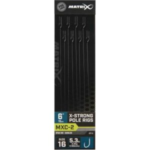 Matrix Mxc-2 Size 16 Barbless 0.165mm 6" 15cm X-Strong Pole Rig 8Pcs