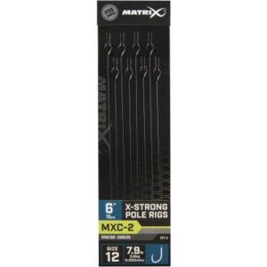 Matrix Mxc-2 Size 12 Barbless 0.20mm 6" 15cm X-Strong Pole Rig 8Pcs