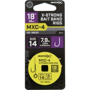 Matrix Mxc-4 Size 14 Barbless 0.20mm 18" 45cm X-Strong Bait Band 8Pcs