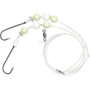 Plattfisch Vorfach 1 Flatty Wishbone Rig glow-white 14kg 0