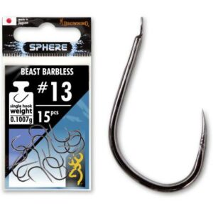 Browning #8 Sphere Beast Barbless Haken mit Plättchen blacknickel 15St