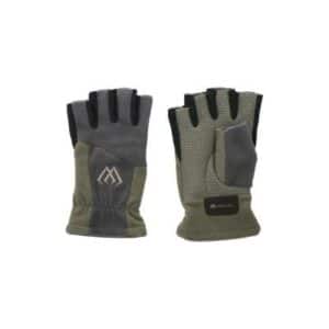 Mikado Fleece Gloves - Half Finger Size Xl - Grey And Green .