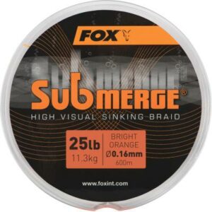 Fox Submerge bright orange sinking braid x 600m 0.16mm 25lb/11.3kgs