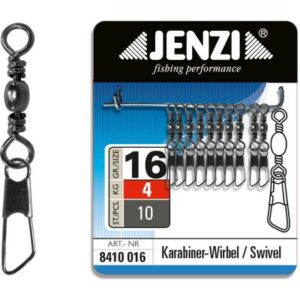 JENZI Karabiner-Wirbel in Black-Nickel Gr.16 bis 4kg