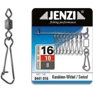 JENZI Sicherheits-Tönnchen-Karabiner Wirbel Black-Nickel Größe: 16 bis 10kg