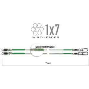 Nylonummanteltes Stahl-Vorfach 45 cm Karabiner & Sicherheitswirbel 12 kg