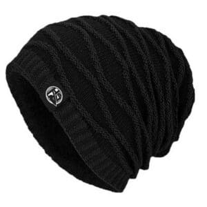 HSDesign Black beanie HSD with fur